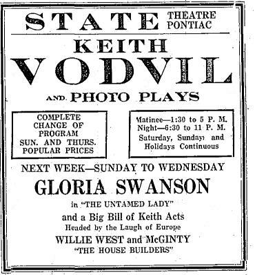 State Theatre - 1926 Ad From James